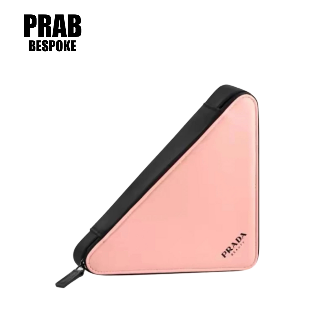 PRADA - Triangle Cosmetic Bag - Black Pink Contrast
