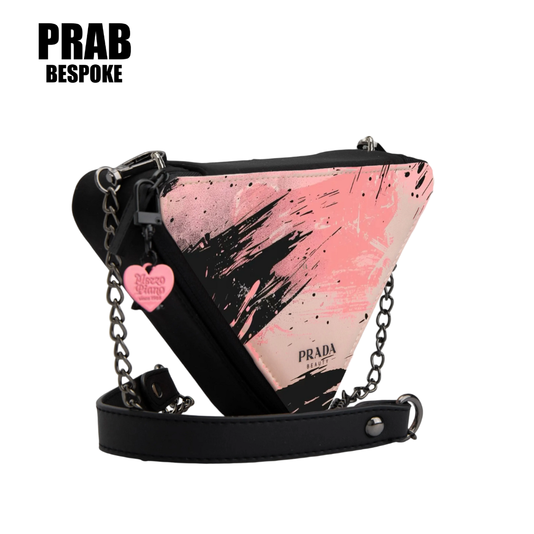 PRADA - Triangle Cosmetic Bag - Black Pink Contrast
