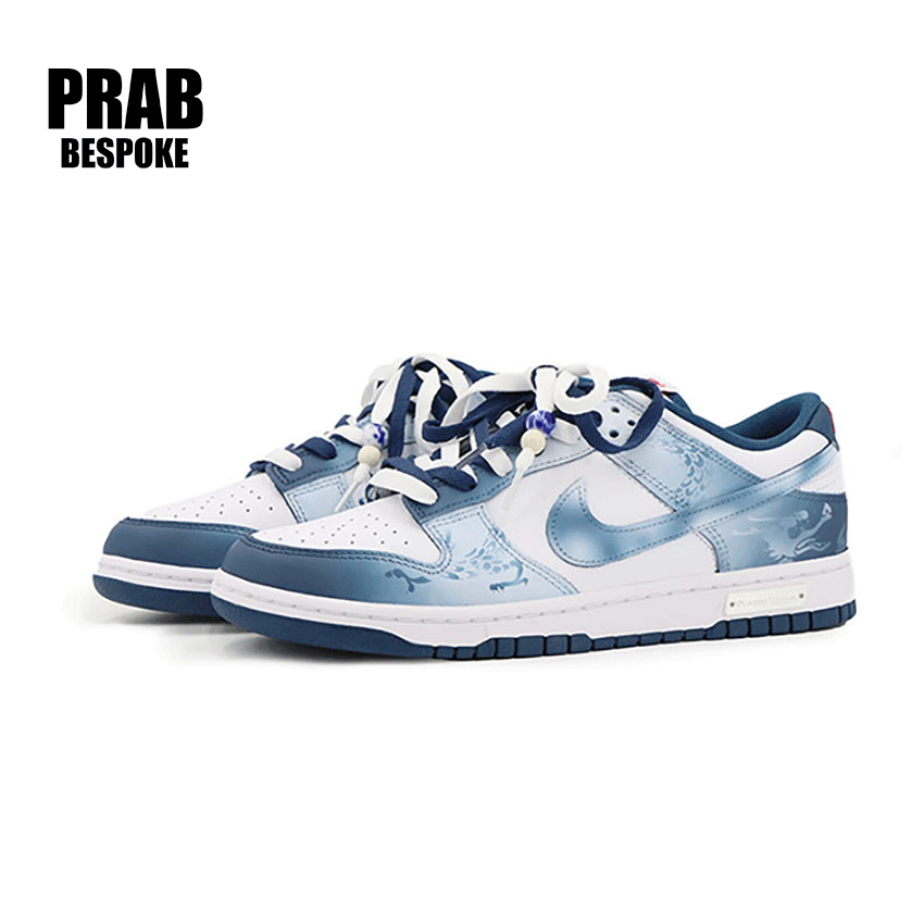 Swimming dragon blue and white - Unisex Dunk Retro Custom