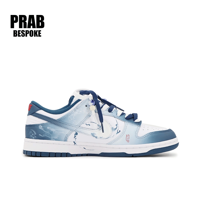 Swimming dragon blue and white - Unisex Dunk Retro Custom