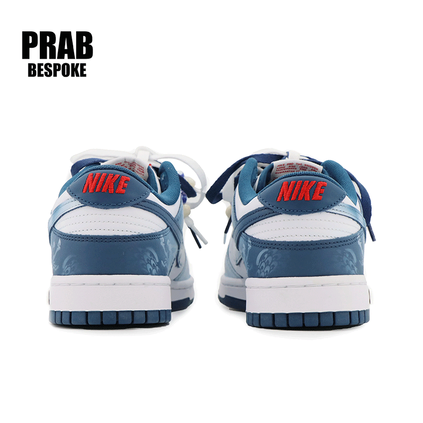Swimming dragon blue and white - Unisex Dunk Retro Custom