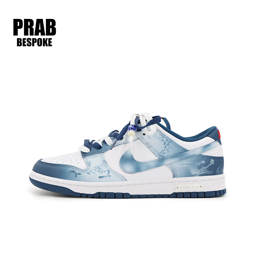 Swimming dragon blue and white - Unisex Dunk Retro Custom